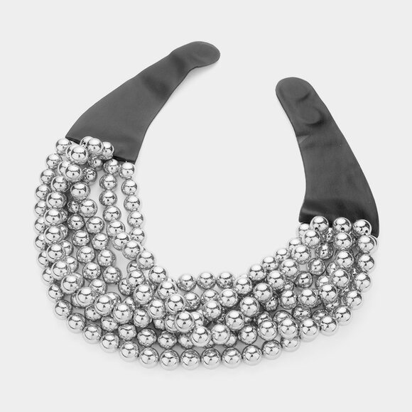 NEW Stunning Faceted Beaded 7-Strand Bib Statement Necklace in Gold or Silver - Picture 3 of 9